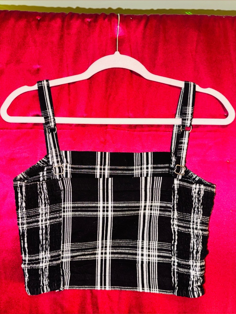 👑 CUTE SIZE MEDIUM Hollister Black and White Plaid Tank - Picture 4 of 7